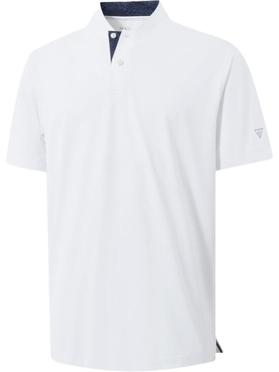 Other - Men White Collarless Golf Shirt Short Sleeve Dry Fit Moisture Wicking Henley Tee